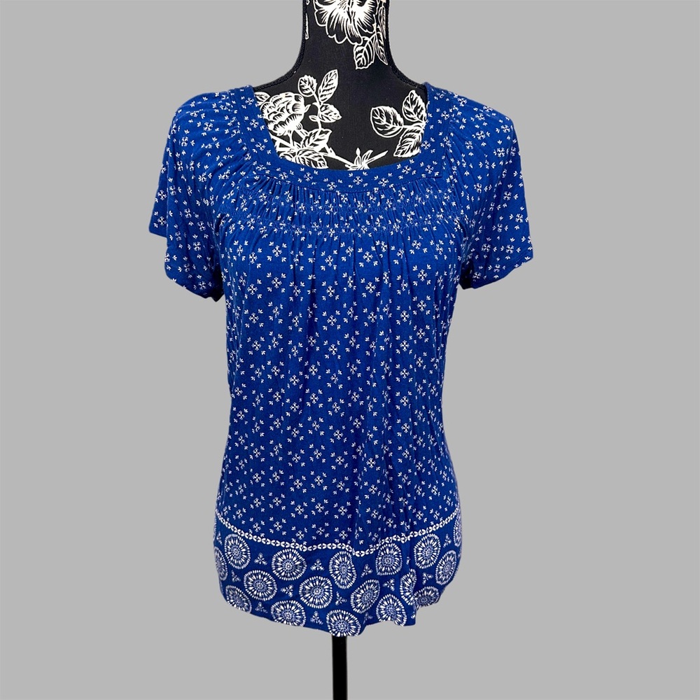 Style & Co - Relaxed Fit - Blue/White Print Top - Women’s Medium